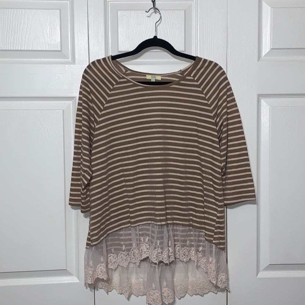 Kori America L Stripped shirt with lace